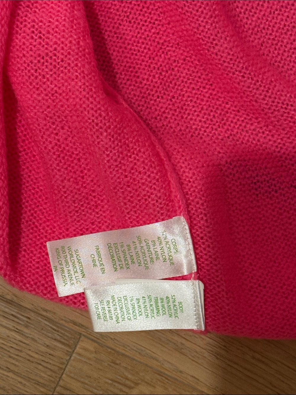 Lilly Pulitzer Hot Pink Crewneck Sweater with Blue 'Fancy' Script - Picture 7 of 7